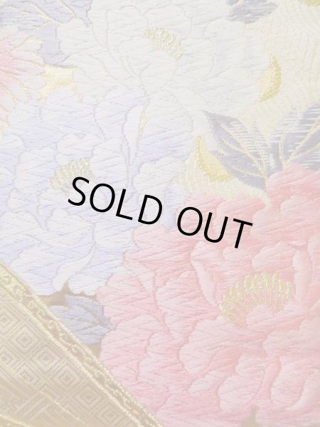 画像7: K1111Z 袋帯  女性用着物 シルク(正絹)   ゴールド(金) ぼたん  , 九百錦【中古】 【USED】 【リサイクル】 ★★★★☆ (7)