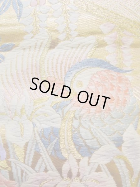 画像8: K1111Z 袋帯  女性用着物 シルク(正絹)   ゴールド(金) ぼたん  , 九百錦【中古】 【USED】 【リサイクル】 ★★★★☆ (8)