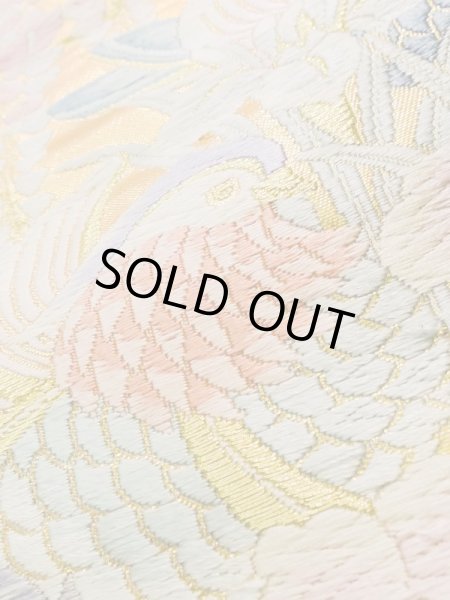 画像9: K1111Z 袋帯  女性用着物 シルク(正絹)   ゴールド(金) ぼたん  , 九百錦【中古】 【USED】 【リサイクル】 ★★★★☆ (9)