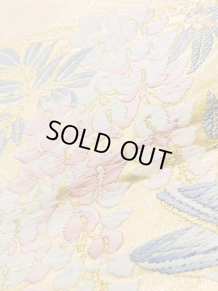 画像10: K1111Z 袋帯  女性用着物 シルク(正絹)   ゴールド(金) ぼたん  , 九百錦【中古】 【USED】 【リサイクル】 ★★★★☆ (10)