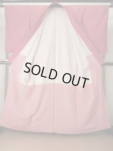 画像3: K1117I  訪問着 女性用着物  シルク（正絹） 淡い  オレンジ, 花 【中古】 【USED】 【リサイクル】 ★☆☆☆☆ (3)