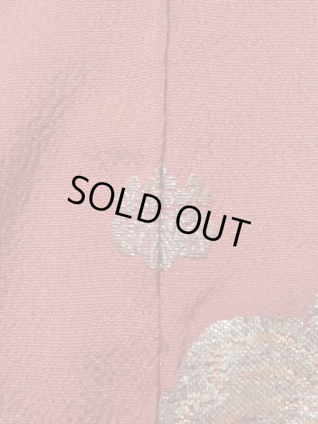 画像4: K1117I  訪問着 女性用着物  シルク（正絹） 淡い  オレンジ, 花 【中古】 【USED】 【リサイクル】 ★☆☆☆☆ (4)