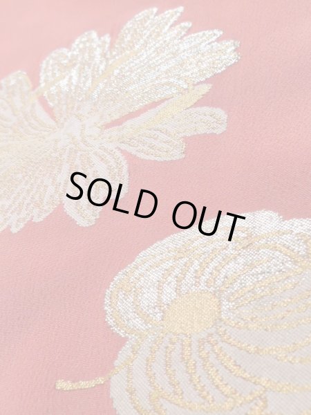 画像12: K1117I  訪問着 女性用着物  シルク（正絹） 淡い  オレンジ, 花 【中古】 【USED】 【リサイクル】 ★☆☆☆☆ (12)