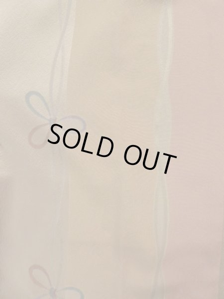 画像4: K1203D  道行 女性用着物 紐柄 シルク(正絹) 淡い 茶色がかった ピンク, ぼたん 【中古】 【USED】 【リサイクル】 ★★☆☆☆ (4)