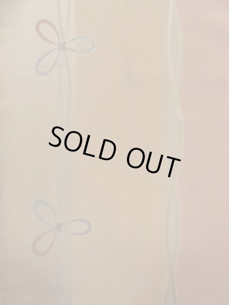 画像5: K1203D  道行 女性用着物 紐柄 シルク(正絹) 淡い 茶色がかった ピンク, ぼたん 【中古】 【USED】 【リサイクル】 ★★☆☆☆ (5)