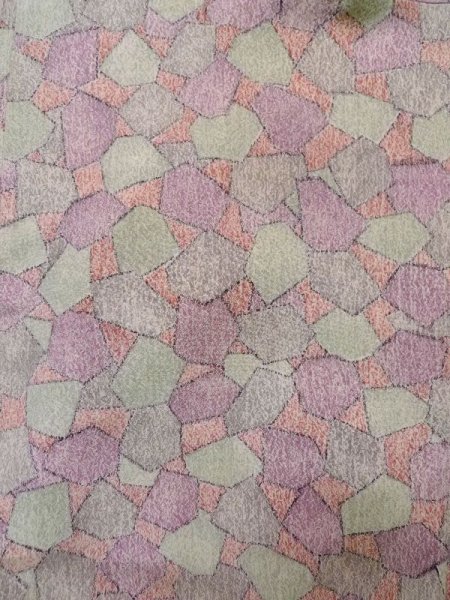 画像3: K1203F  道行 女性用着物  シルク(正絹) 淡い  マルチカラー, 抽象的模様 【中古】 【USED】 【リサイクル】 ★★★☆☆ (3)