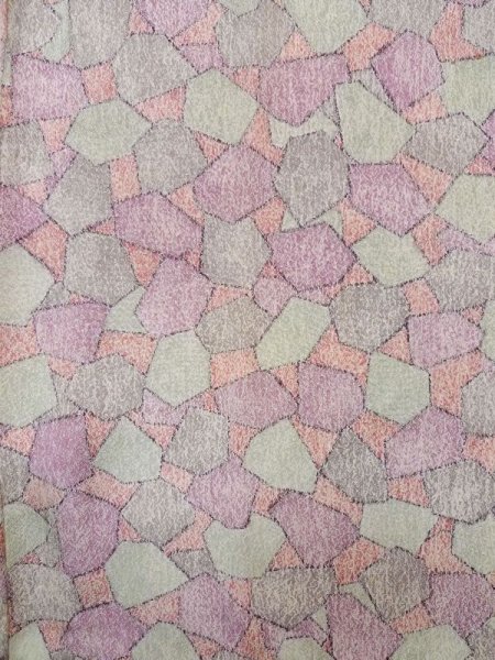 画像4: K1203F  道行 女性用着物  シルク(正絹) 淡い  マルチカラー, 抽象的模様 【中古】 【USED】 【リサイクル】 ★★★☆☆ (4)