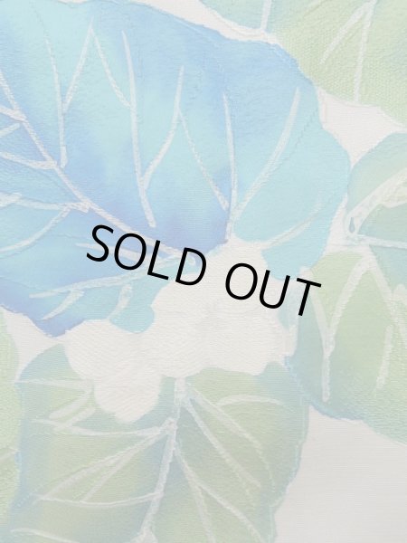 画像5: K1203M  道行 女性用着物  シルク(正絹)   オフ ホワイト, 葉 【中古】 【USED】 【リサイクル】 ★★☆☆☆ (5)