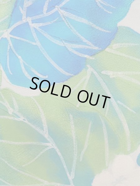 画像7: K1203M  道行 女性用着物  シルク(正絹)   オフ ホワイト, 葉 【中古】 【USED】 【リサイクル】 ★★☆☆☆ (7)