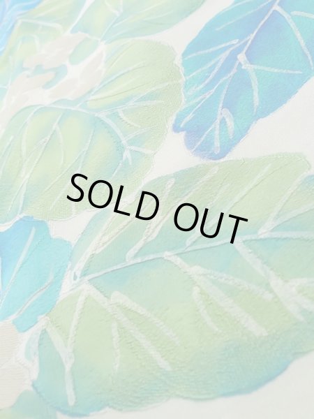 画像10: K1203M  道行 女性用着物  シルク(正絹)   オフ ホワイト, 葉 【中古】 【USED】 【リサイクル】 ★★☆☆☆ (10)