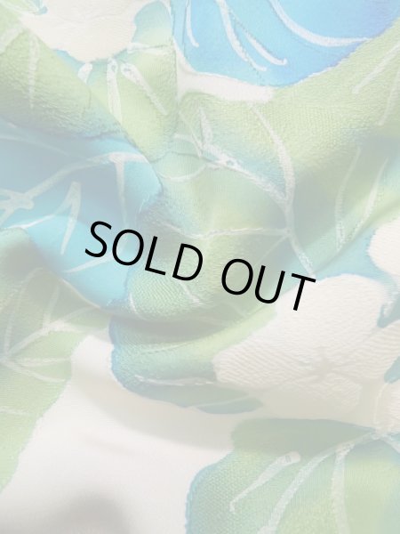 画像12: K1203M  道行 女性用着物  シルク(正絹)   オフ ホワイト, 葉 【中古】 【USED】 【リサイクル】 ★★☆☆☆ (12)