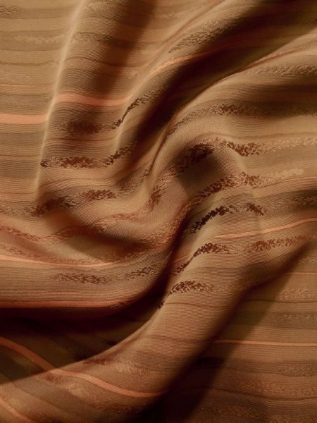 画像11: K1203S Mint  道行 女性用着物  シルク(正絹) 淡い 茶色がかった オレンジ, 線 【中古】 【USED】 【リサイクル】 ★★★★☆ (11)