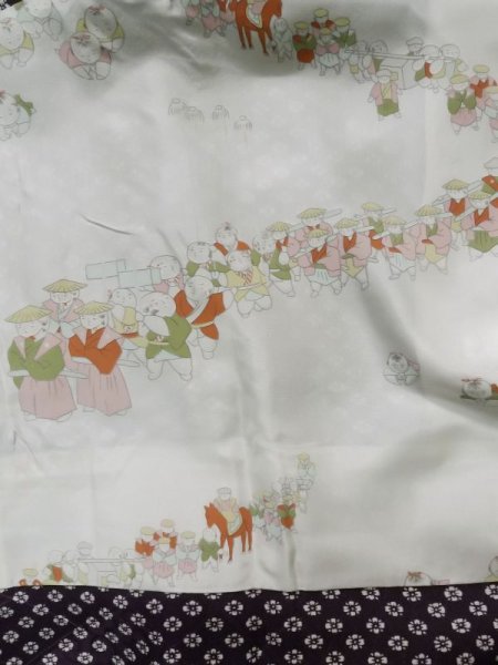 画像11: K1203Y Mint  道行 女性用着物  シルク(正絹) 深い  紫, 花 【中古】 【USED】 【リサイクル】 ★★★★☆ (11)