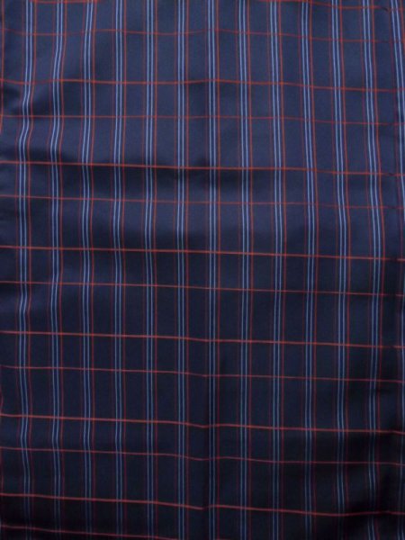 画像3: K1203Z  道行 女性用着物  化繊   ネイビー(紺), チェック柄 【中古】 【USED】 【リサイクル】 ★★☆☆☆ (3)