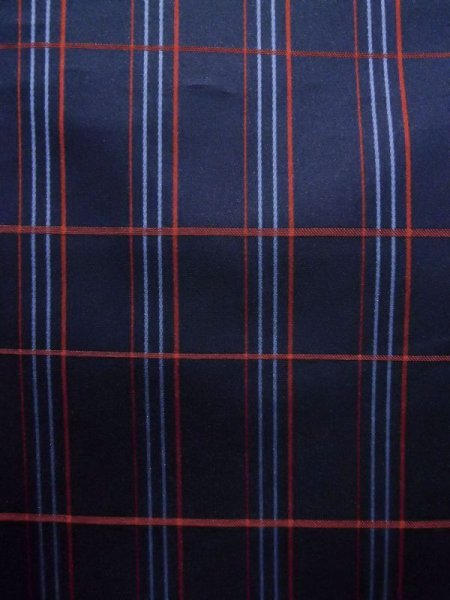 画像5: K1203Z  道行 女性用着物  化繊   ネイビー(紺), チェック柄 【中古】 【USED】 【リサイクル】 ★★☆☆☆ (5)