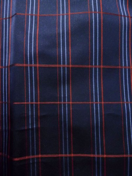画像6: K1203Z  道行 女性用着物  化繊   ネイビー(紺), チェック柄 【中古】 【USED】 【リサイクル】 ★★☆☆☆ (6)