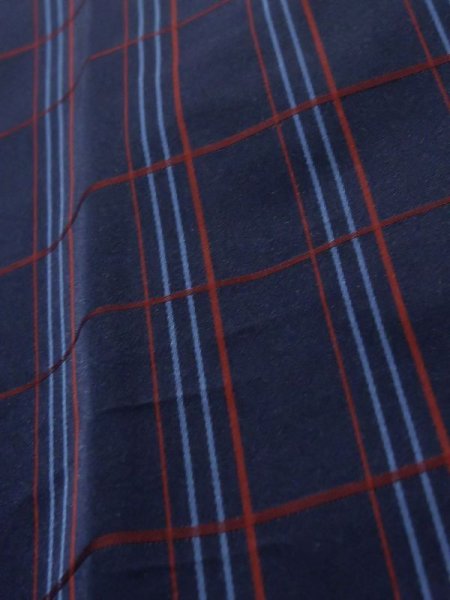 画像7: K1203Z  道行 女性用着物  化繊   ネイビー(紺), チェック柄 【中古】 【USED】 【リサイクル】 ★★☆☆☆ (7)