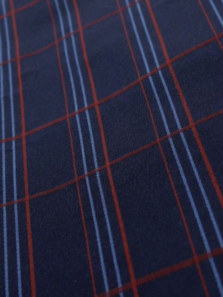 画像8: K1203Z  道行 女性用着物  化繊   ネイビー(紺), チェック柄 【中古】 【USED】 【リサイクル】 ★★☆☆☆ (8)