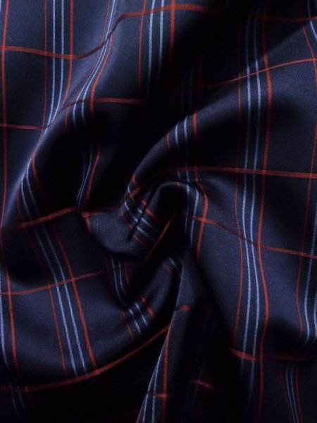 画像9: K1203Z  道行 女性用着物  化繊   ネイビー(紺), チェック柄 【中古】 【USED】 【リサイクル】 ★★☆☆☆ (9)