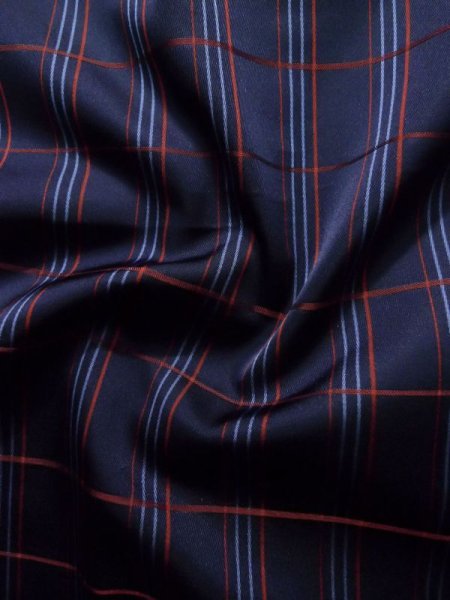 画像10: K1203Z  道行 女性用着物  化繊   ネイビー(紺), チェック柄 【中古】 【USED】 【リサイクル】 ★★☆☆☆ (10)