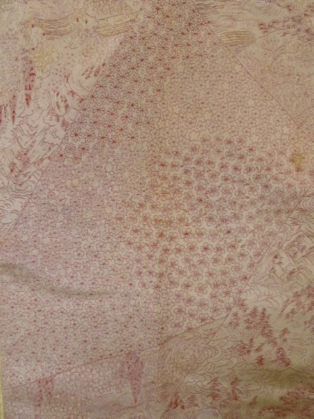 画像3: K1204B  道行 女性用着物  シルク(正絹)   白, 花 【中古】 【USED】 【リサイクル】 ★★☆☆☆ (3)