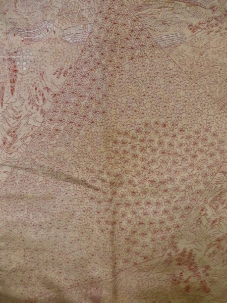 画像4: K1204B  道行 女性用着物  シルク(正絹)   白, 花 【中古】 【USED】 【リサイクル】 ★★☆☆☆ (4)