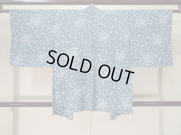 画像2: K1209I  羽織 女性用着物  化繊 淡い  水色, 花 【中古】 【USED】 【リサイクル】 ★★☆☆☆ (2)