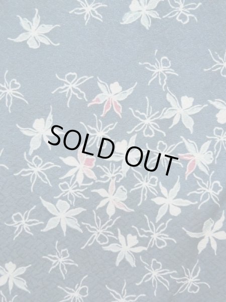 画像5: K1209I  羽織 女性用着物  化繊 淡い  水色, 花 【中古】 【USED】 【リサイクル】 ★★☆☆☆ (5)