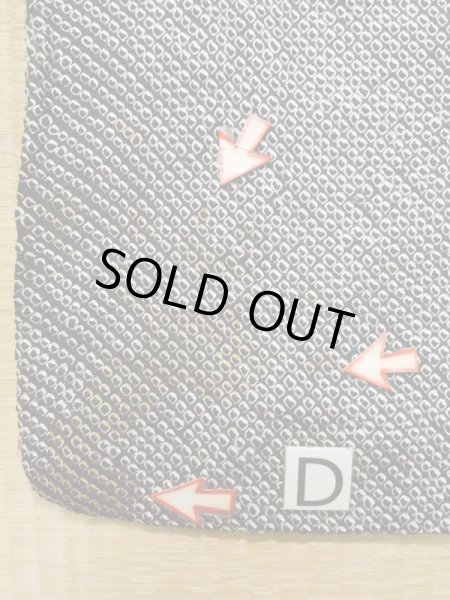 画像17: K1209R  羽織 女性用着物  シルク（正絹） ヘザー（杢）  黒, 抽象的模様 【中古】 【USED】 【リサイクル】 ★★☆☆☆ (17)