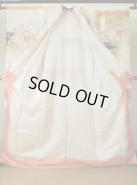 画像3: K1222B  振袖 女性用着物  シルク(正絹) 淡い 薄い ローズ, ぼたん 【中古】 【USED】 【リサイクル】 ★★★★☆ (3)