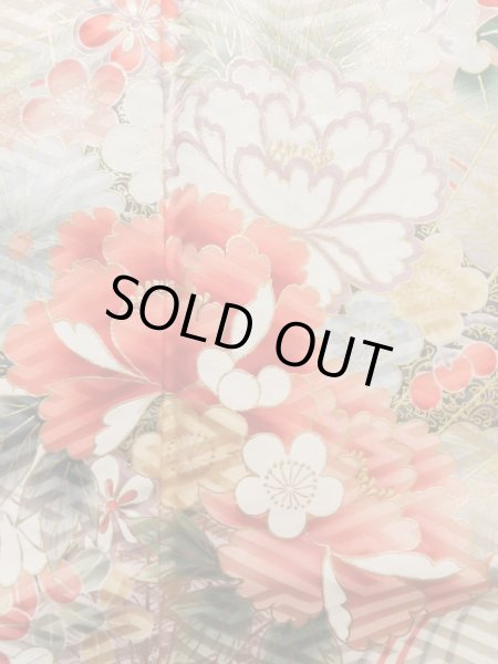 画像6: K1222B  振袖 女性用着物  シルク(正絹) 淡い 薄い ローズ, ぼたん 【中古】 【USED】 【リサイクル】 ★★★★☆ (6)