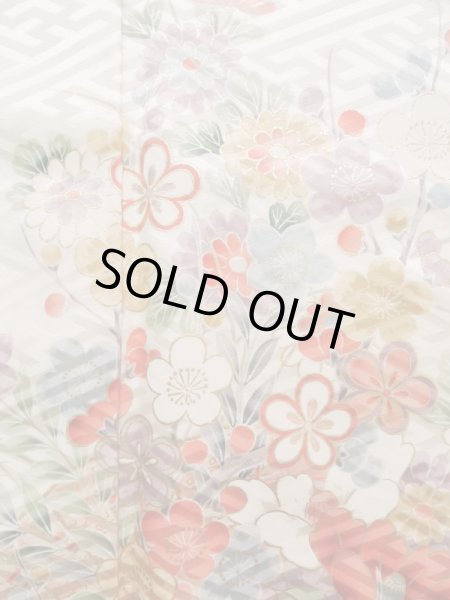 画像7: K1222B  振袖 女性用着物  シルク(正絹) 淡い 薄い ローズ, ぼたん 【中古】 【USED】 【リサイクル】 ★★★★☆ (7)