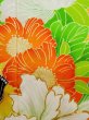 画像7: K1222C  振袖 女性用着物  シルク（正絹）   オレンジ, 花 【中古】 【USED】 【リサイクル】 ★★☆☆☆ (7)