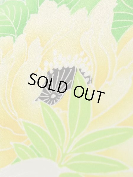 画像13: K1222C  振袖 女性用着物  シルク（正絹）   オレンジ, 花 【中古】 【USED】 【リサイクル】 ★★☆☆☆ (13)