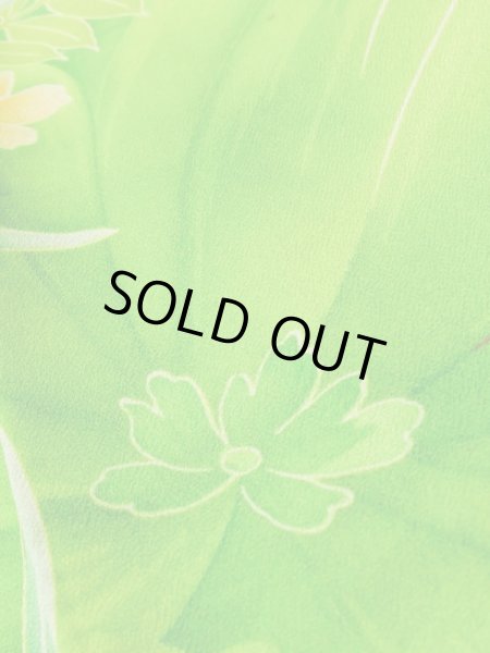 画像14: K1222C  振袖 女性用着物  シルク（正絹）   オレンジ, 花 【中古】 【USED】 【リサイクル】 ★★☆☆☆ (14)