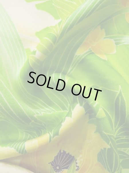 画像16: K1222C  振袖 女性用着物  シルク（正絹）   オレンジ, 花 【中古】 【USED】 【リサイクル】 ★★☆☆☆ (16)