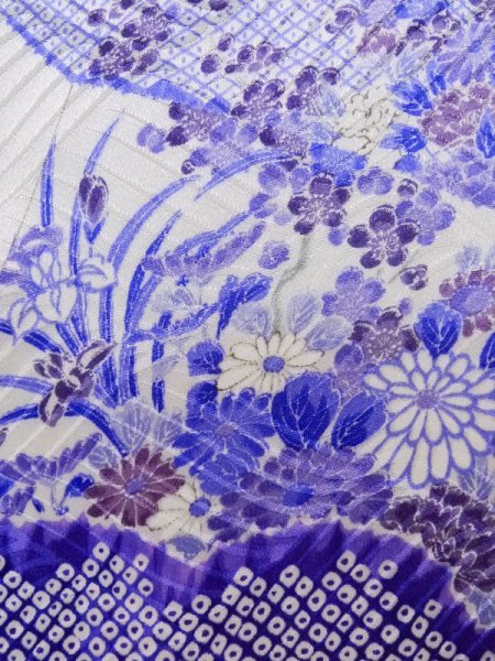 画像8: K1222F Mint  振袖 女性用着物  シルク(正絹)   紫, ぼたん 【中古】 【USED】 【リサイクル】 ★★★★☆ (8)