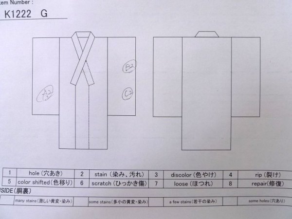 画像19: K1222G  振袖 女性用着物  シルク(正絹)   オレンジ, ぼたん 【中古】 【USED】 【リサイクル】 ★★★☆☆ (19)