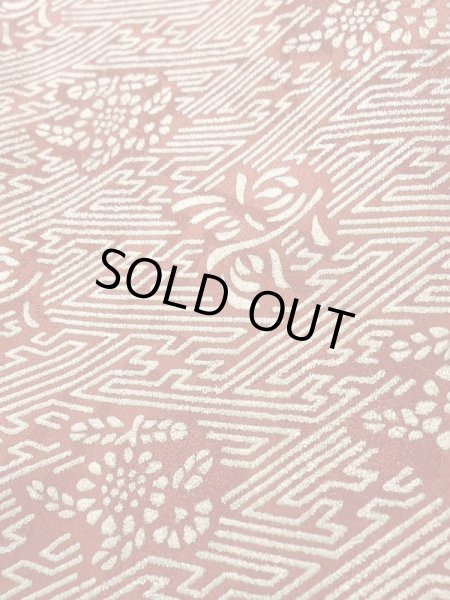 画像11: K1222H  振袖 女性用着物 雪輪 シルク(正絹)   朱赤, 梅 【中古】 【USED】 【リサイクル】 ★★★☆☆ (11)