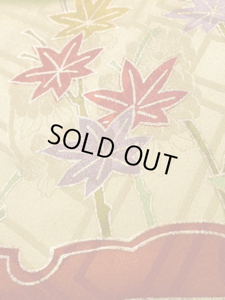 画像14: K1222H  振袖 女性用着物 雪輪 シルク(正絹)   朱赤, 梅 【中古】 【USED】 【リサイクル】 ★★★☆☆ (14)