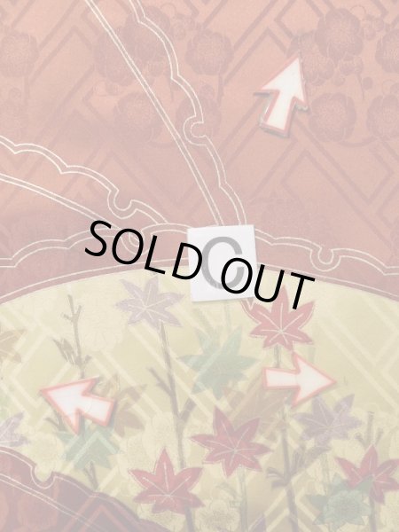 画像21: K1222H  振袖 女性用着物 雪輪 シルク(正絹)   朱赤, 梅 【中古】 【USED】 【リサイクル】 ★★★☆☆ (21)