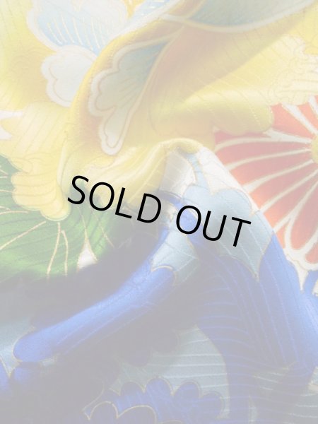 画像15: K1222I  振袖 女性用着物  シルク(正絹)   オフ ホワイト, ぼたん 【中古】 【USED】 【リサイクル】 ★★☆☆☆ (15)