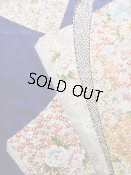 画像5: K1222K Mint  振袖 女性用着物 本 シルク(正絹)   青, 花 【中古】 【USED】 【リサイクル】 ★★★★☆ (5)