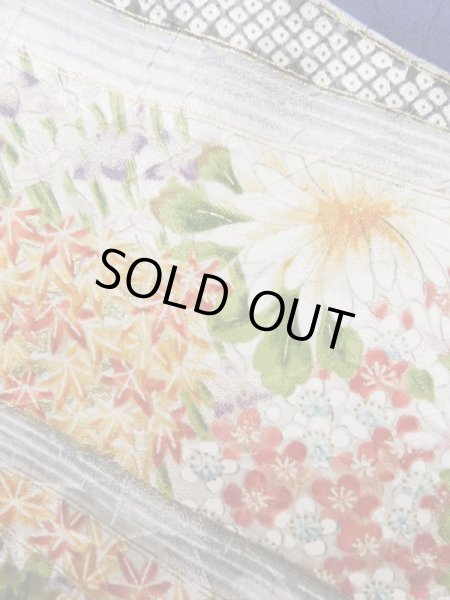 画像8: K1222K Mint  振袖 女性用着物 本 シルク(正絹)   青, 花 【中古】 【USED】 【リサイクル】 ★★★★☆ (8)