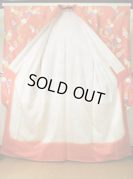 画像3: K1222O Mint  振袖 女性用着物  シルク(正絹)   オレンジ, 梅 【中古】 【USED】 【リサイクル】 ★★★★☆ (3)