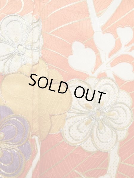 画像7: K1222O Mint  振袖 女性用着物  シルク(正絹)   オレンジ, 梅 【中古】 【USED】 【リサイクル】 ★★★★☆ (7)