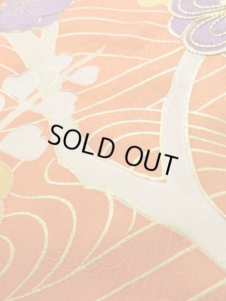 画像12: K1222O Mint  振袖 女性用着物  シルク(正絹)   オレンジ, 梅 【中古】 【USED】 【リサイクル】 ★★★★☆ (12)