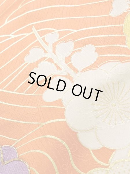 画像13: K1222O Mint  振袖 女性用着物  シルク(正絹)   オレンジ, 梅 【中古】 【USED】 【リサイクル】 ★★★★☆ (13)