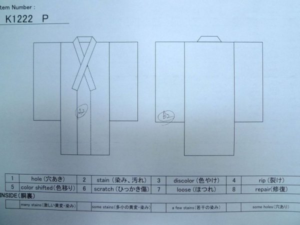 画像19: K1222P  振袖 女性用着物 熨斗 シルク（正絹）   青, ぼたん 【中古】 【USED】 【リサイクル】 ★★★☆☆ (19)