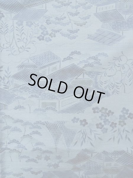 画像5: L0119J  小紋 女性用着物  化繊 スモーキーな 淡い 青, 花 【中古】 【USED】 【リサイクル】 ★★★☆☆ (5)